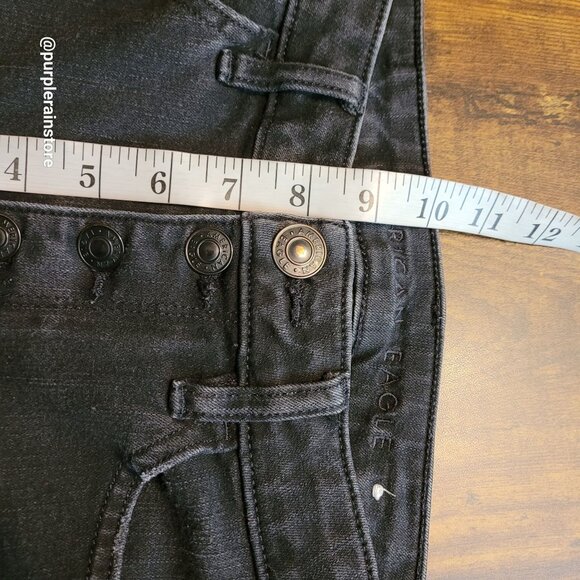 American Eagle Jeans 2 R Dream Jegging Crop Button Fly Black Wash Denim Stretch - Picture 9 of 12